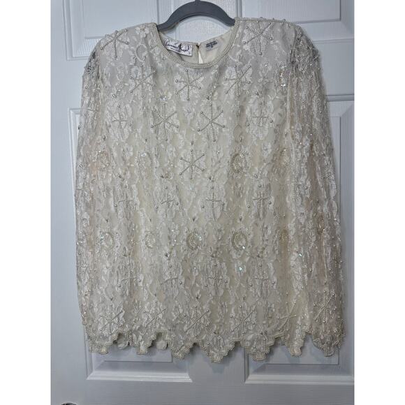 Lawrence Kazar Tops - Vintage Lawrence Kazar Beaded Sequin Blouse – Women’s Size M
